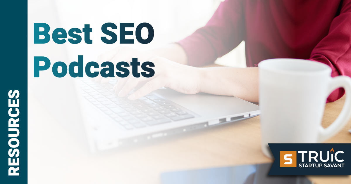 Woman looking up the best SEO podcast.